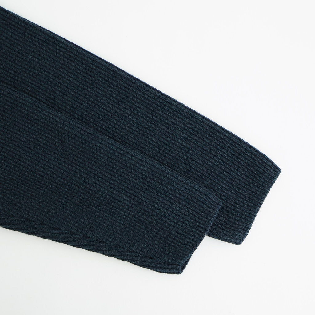 SOLID WOOL RIB POLO ZIP UP CARDIGAN #DARK GREEN×NAVY [BN-25FM-044]