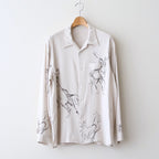 ORIGINAL PRINTED OPEN COLLAR SHIRTS (ANIMAL DRAWING) Long-sleeve #IVORY [261OJ-SH18]