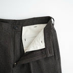 TWEED WOOL ONE TUCK TROUSERS #BROWN [BN-26FM-023]