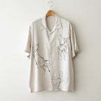 ORIGINAL PRINTED OPEN COLLAR SHIRTS (ANIMAL DRAWING) Short-sleeve #IVORY [261OJ-SH22]