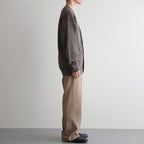 WASHED HIGH COUNT LINEN V NECK CARDIGAN #BROWN [BN-26SM-021]