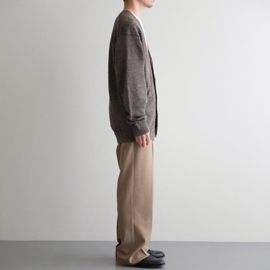 WASHED HIGH COUNT LINEN V NECK CARDIGAN #BROWN [BN-26SM-021]