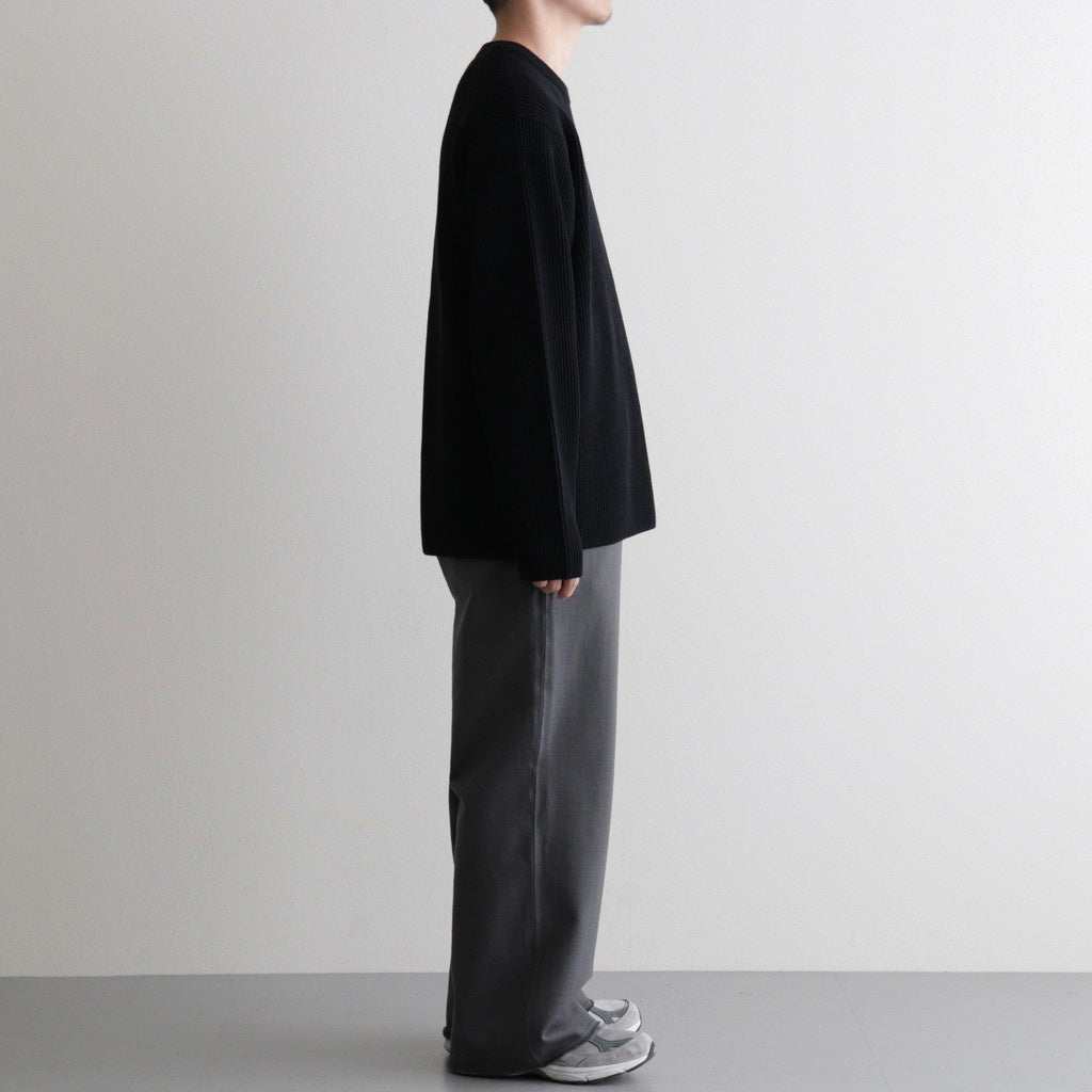 SOLID WOOL RIB CREW NECK #BLACK [BN-25FM-042]