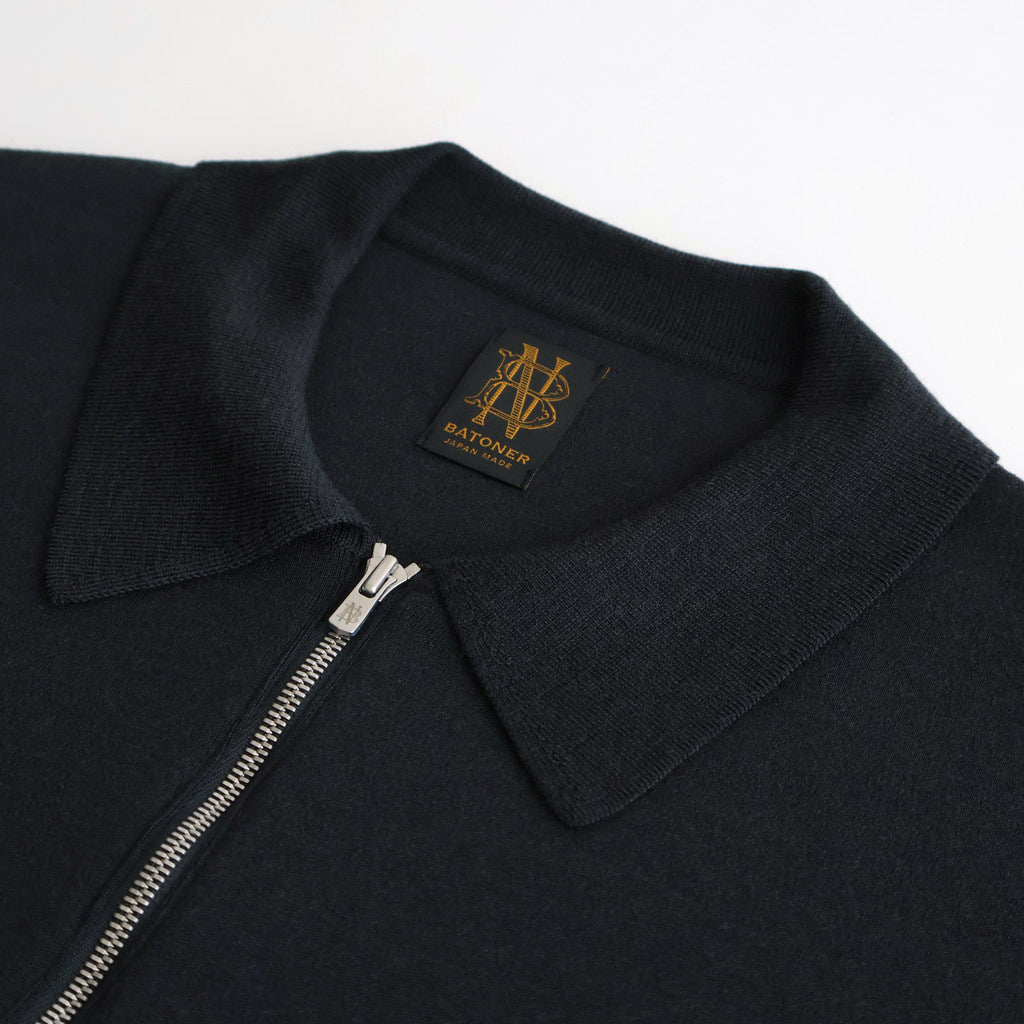 32G SMOOTH WOOL POLO HALF ZIP #CHARCOAL BLUE [BN-25FM-021]