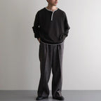 WOOL LINEN 1TUCK SLACKS #MIX BLACK [26S-BIS-PT03M]