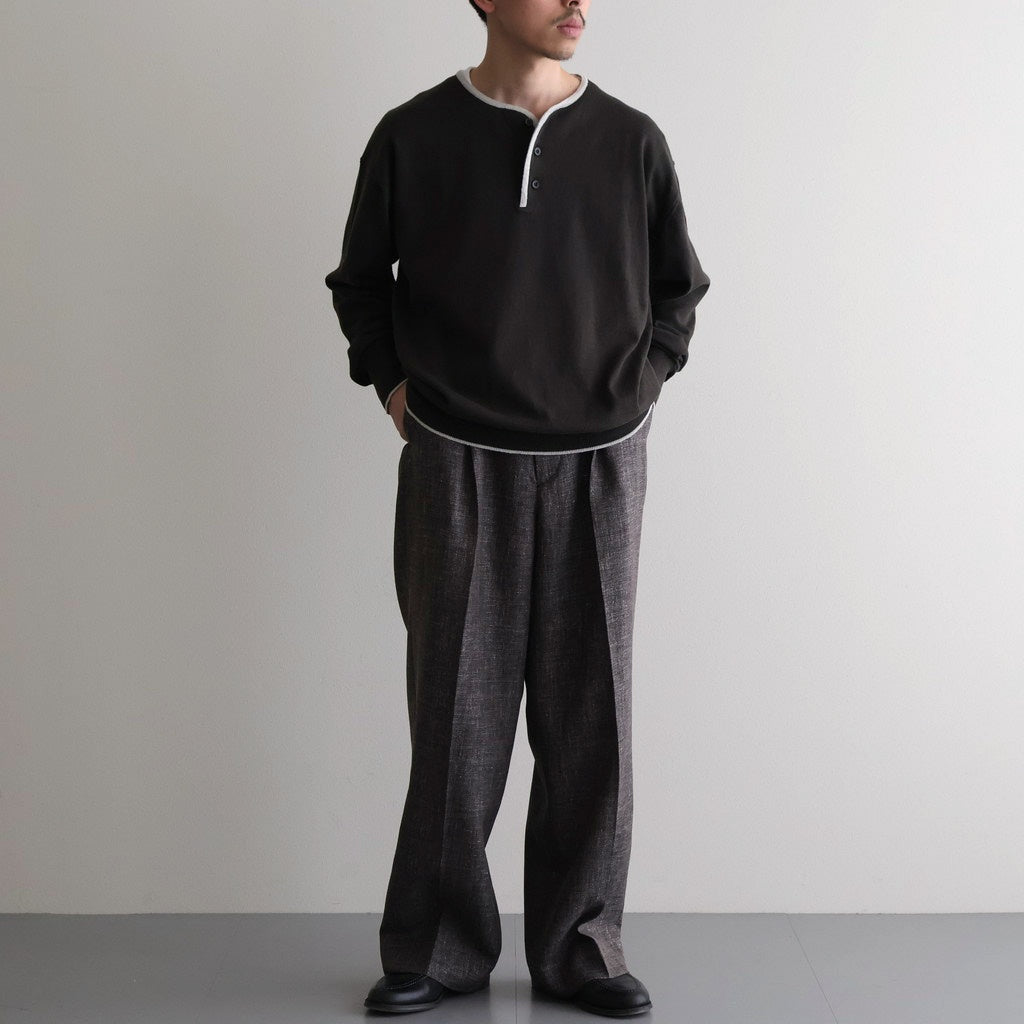 WOOL LINEN 1TUCK SLACKS #MIX BLACK [26S-BIS-PT03M]