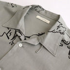 ORIGINAL PRINTED OPEN COLLAR SHIRTS (Animal Drawing) Short-sleeve #CELADONN [251OJ-SH22]