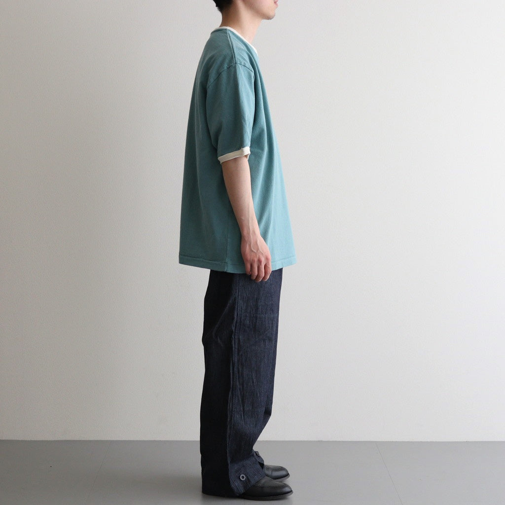 Co/Silk Nep Ringer Tee #DustTurquoise-BODY×Ivory [BHS25S039]