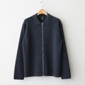SOLID WOOL RIB POLO ZIP UP CARDIGAN #CHARCOAL BLUE [BN-25FM-044]