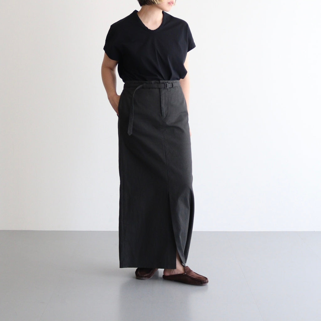 Cotton Serge Belted Skirt #InkBlack [BHSW25F7]