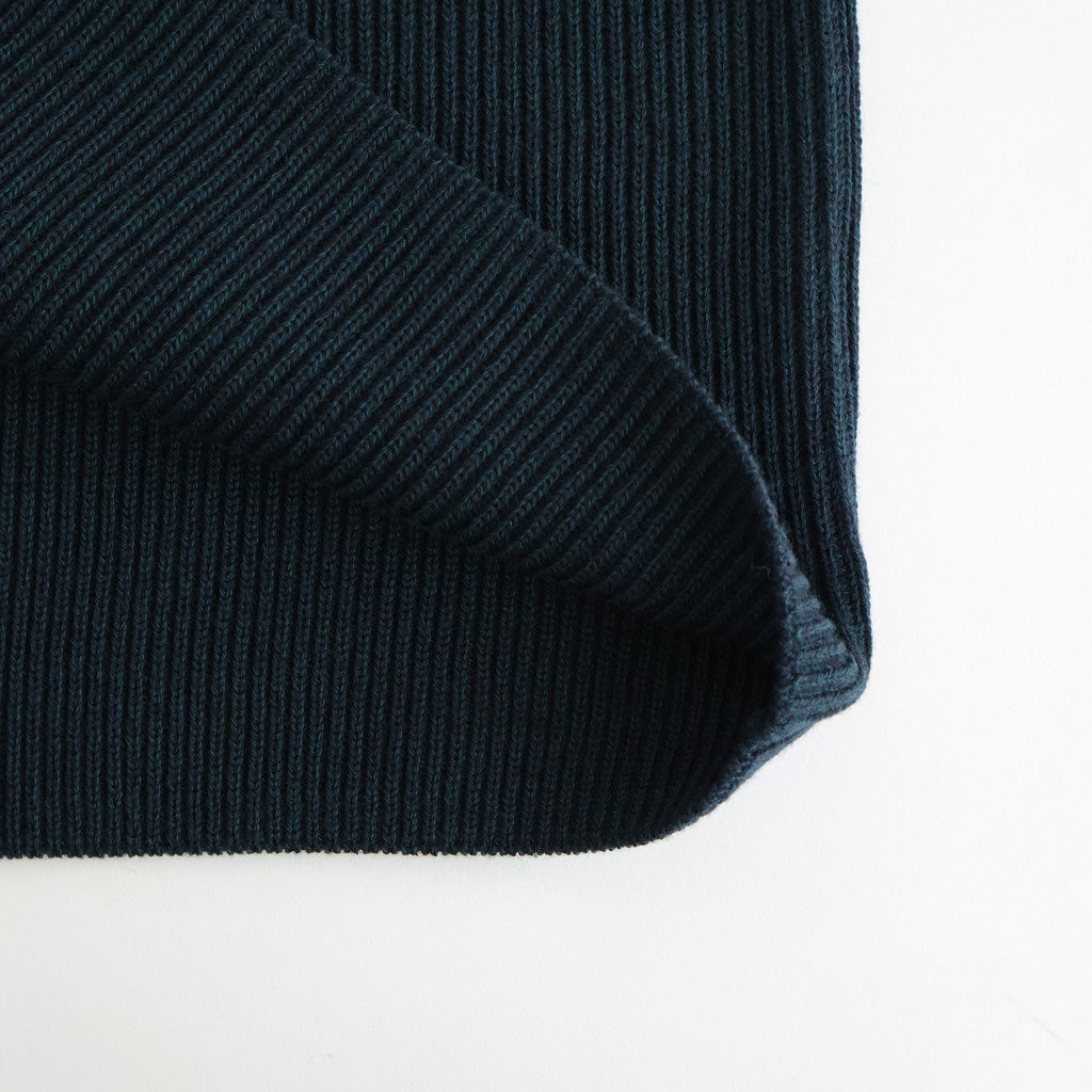 SOLID WOOL RIB POLO ZIP UP CARDIGAN #DARK GREEN×NAVY [BN-25FM-044]