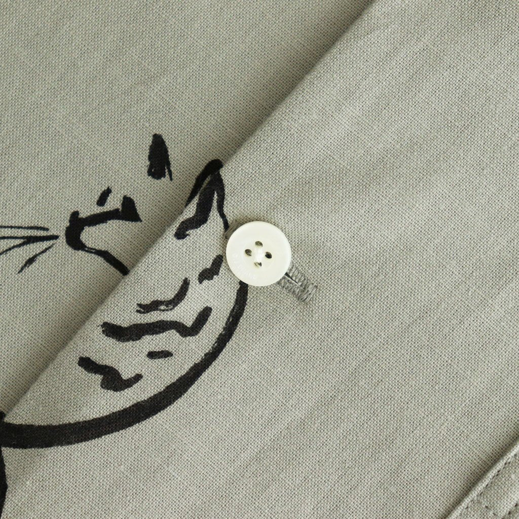 ORIGINAL PRINTED OPEN COLLAR SHIRTS (Animal Drawing) Long-sleeve #CELADONN [251OJ-SH18]