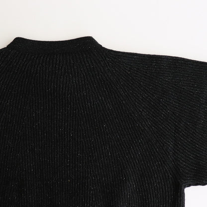 SILK NEP WOOL MOCK-NECK SWEATER #ONYX BLACK [242OJ-KN04]