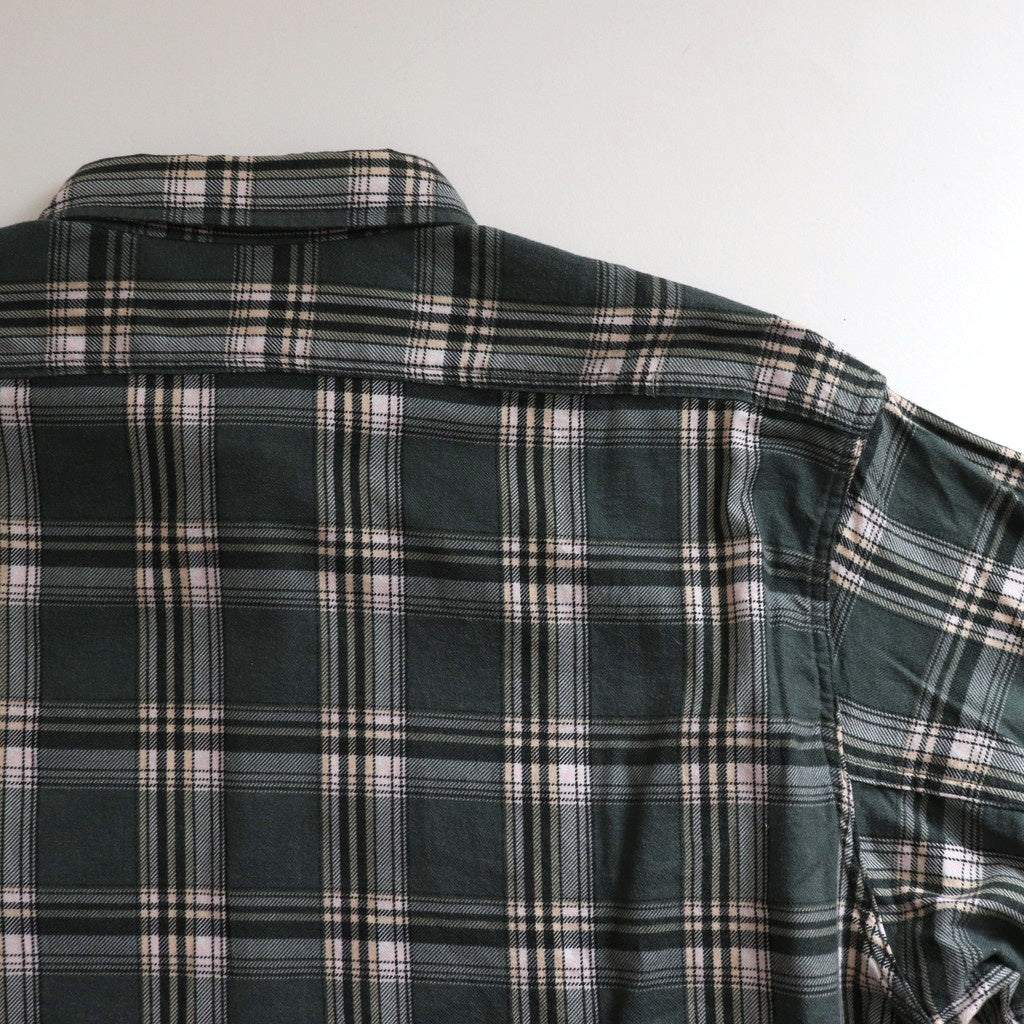 PRINT FLANNEL HALF ZIP SHIRT #JADE GREEN [PMAS-LS04]