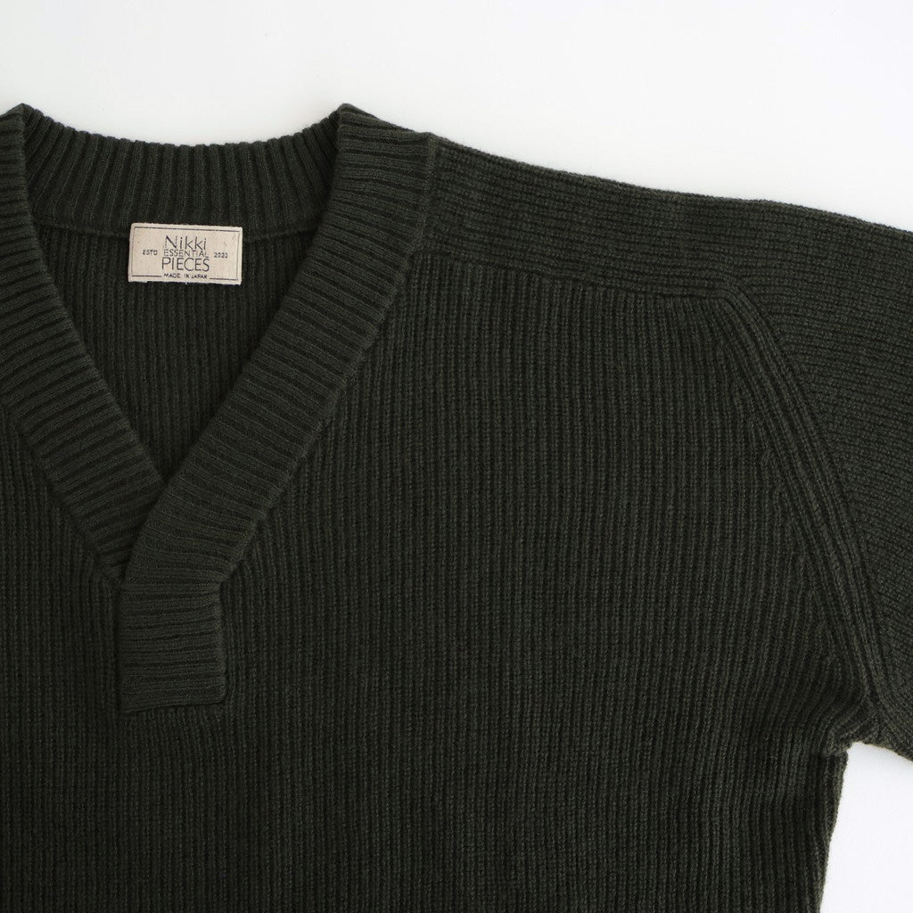 Wool Harf Cardigan ST V-neck #KHAKI [NEP-AW2403]