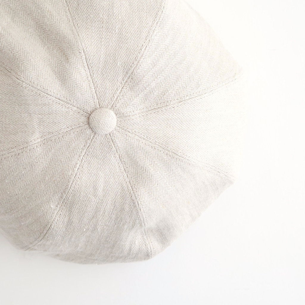 LINEN HERRINGBONE PEAKED CAP #OATMEAL [261OJ-HT02]