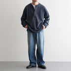 OPEN END COTTON PIGMENT DYE HENRY NECK P/O #120 NAVY [17052 66024]