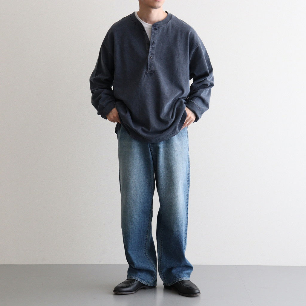 OPEN END COTTON PIGMENT DYE HENRY NECK P/O #120 NAVY [17052 66024]