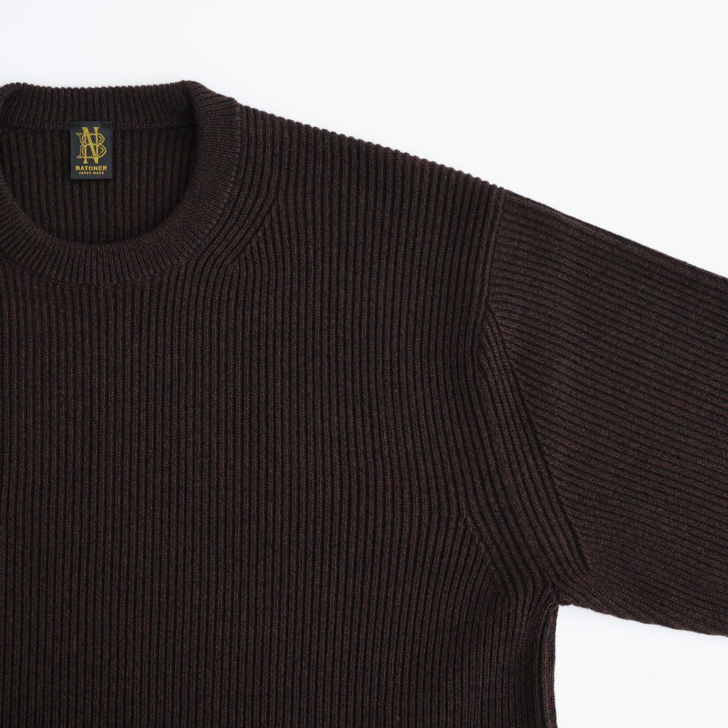 SOLID WOOL RIB CREW NECK #ROSEWOOD [BN-26FM-051]