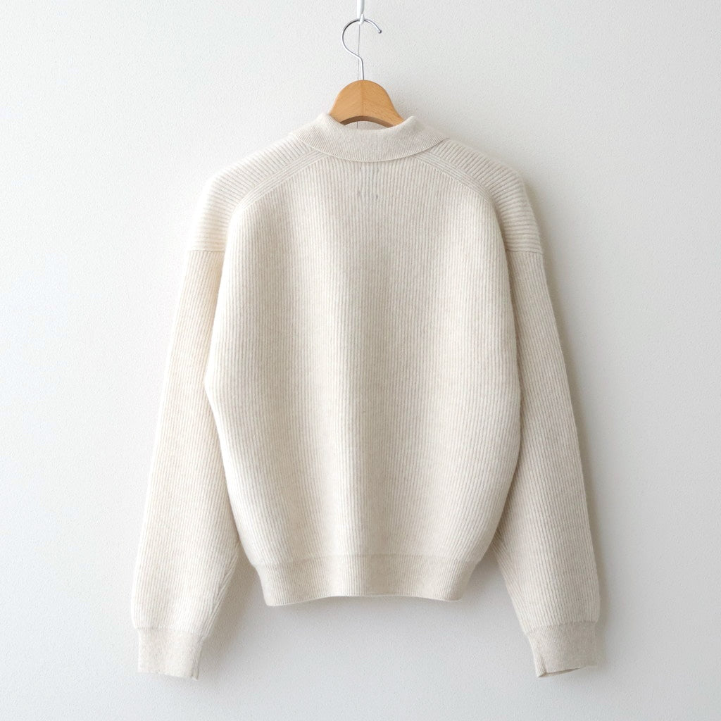CASHMERE FOX POLO CARDIGAN #IVORY [BN-25FL-044]