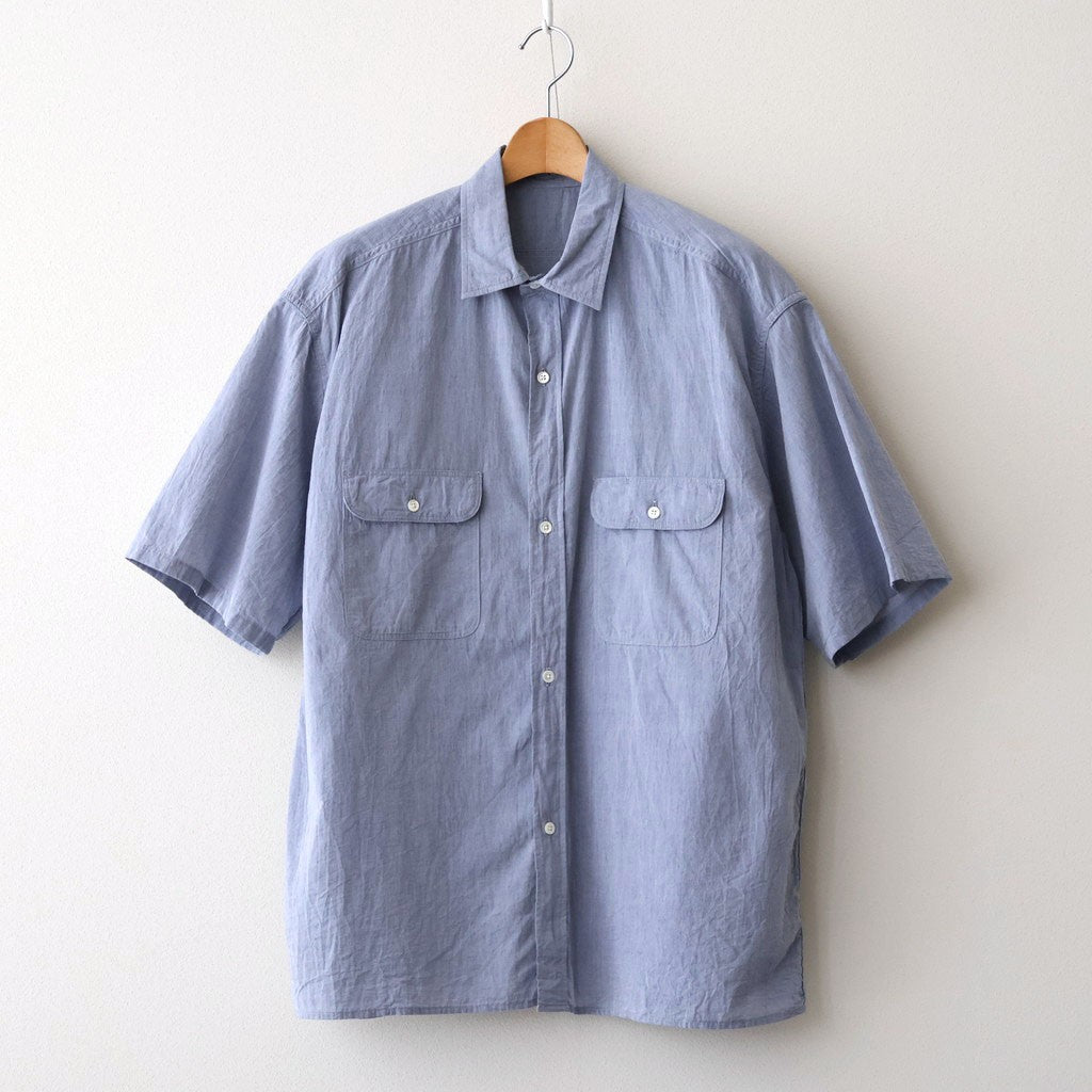 Hard Twist Chambray Work Shirt S/S #SaxeBlue [bROOTS26S4]