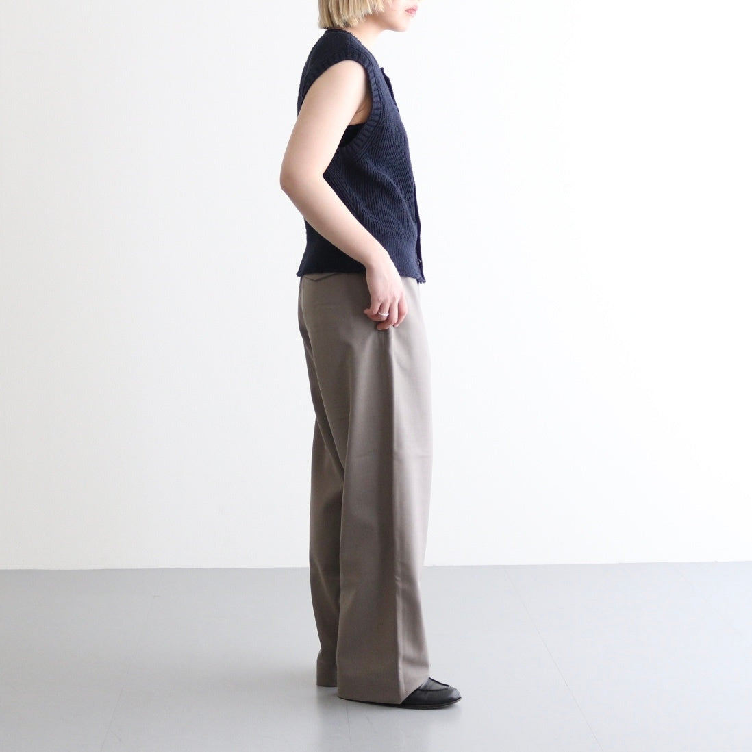 Cotton Snarl Yarn Knit Vest #NAVY [NEP-SS2533W]