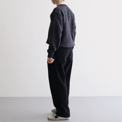 SOLID WOOL ARAN CREW NECK #GREIGE [BN-24FL-035]