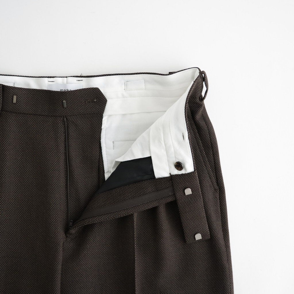 SINGLE PLEAT WIDE TROUSERS #BROWN BIRD’S-EYE [M26C10PT02C]