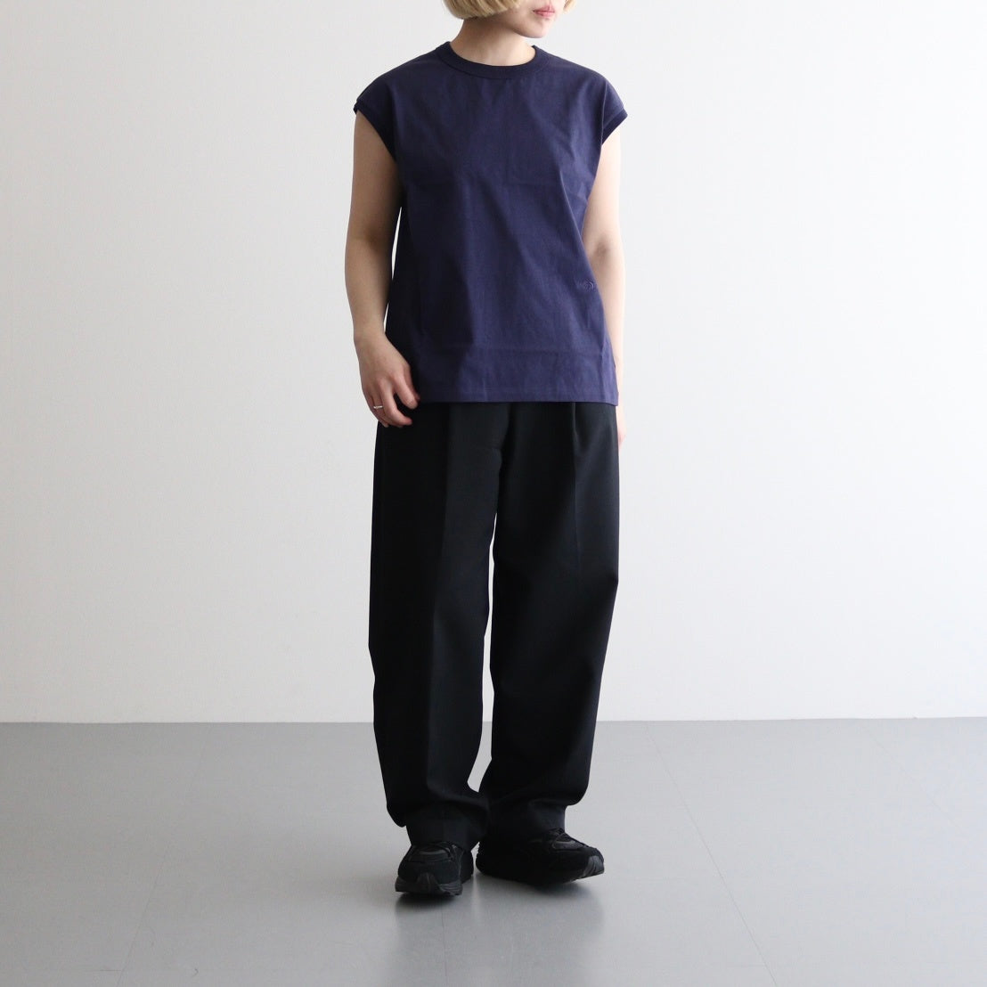 Cotton Jersey Sleeveless Tee #Navy [N25SH059]