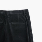 MIXED-WALE CORDUROY NOTUCK SLACKS #BLACK [26W-BIS-PT15]