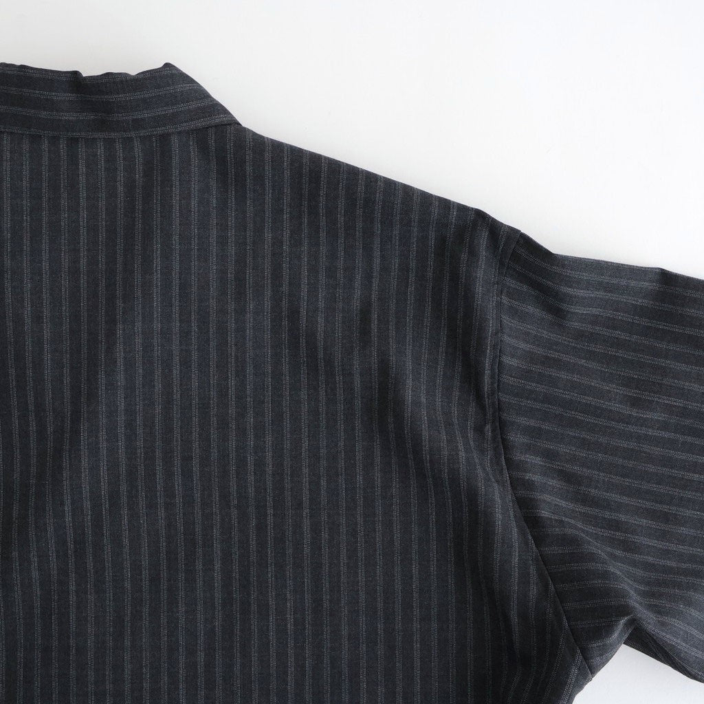 DOUBLE POCKET OPEN COLLAR SHIRT #GRAY STRIPE [M26A11SH01C]