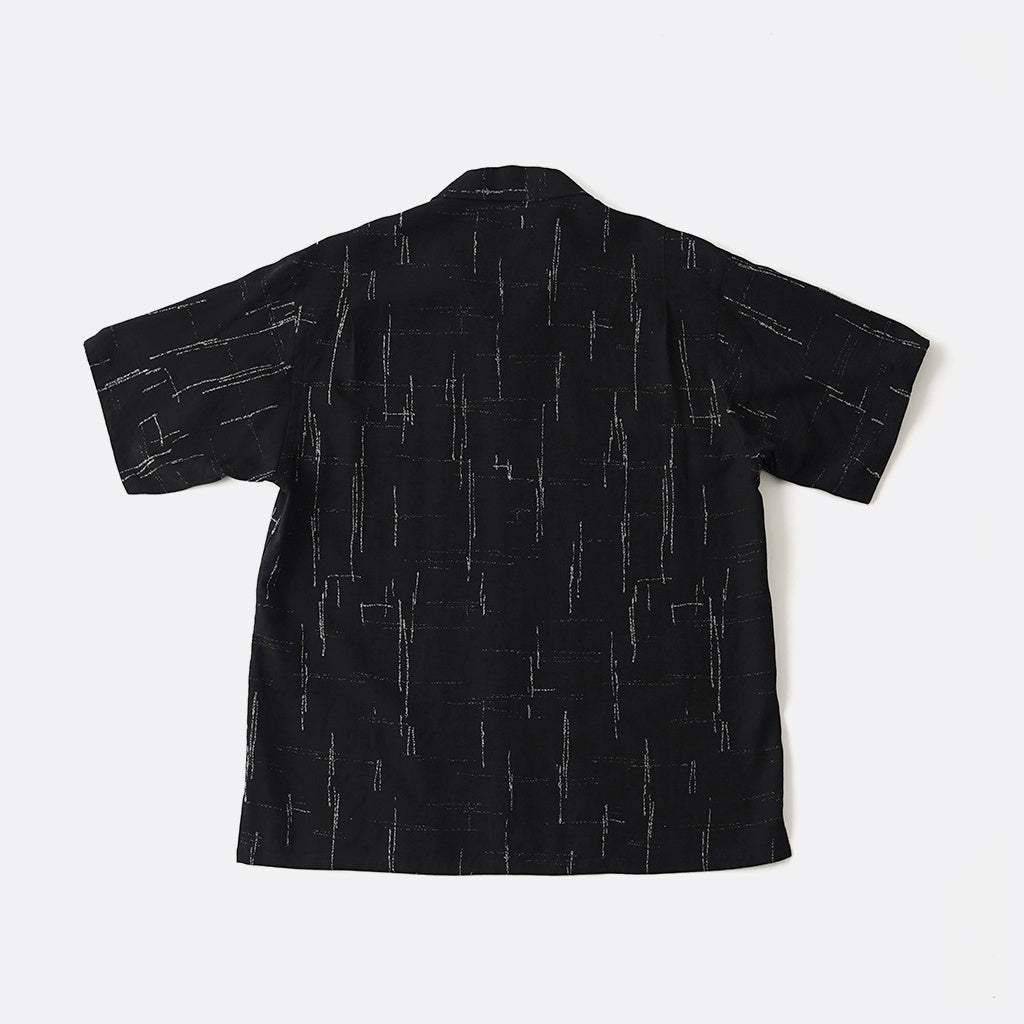 ORIGINAL PRINTED OPEN COLLAR SHIRTS (KASURI) Short-sleeve #BLACK [261OJ-SH20]