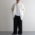 Grandad Collar Dobby Stripe Shirt #Off White [6061-1103]