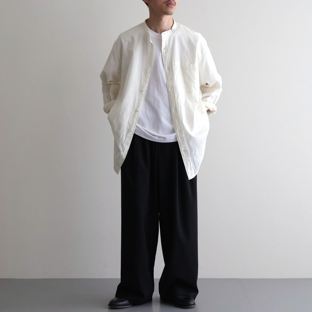 Grandad Collar Dobby Stripe Shirt #Off White [6061-1103]