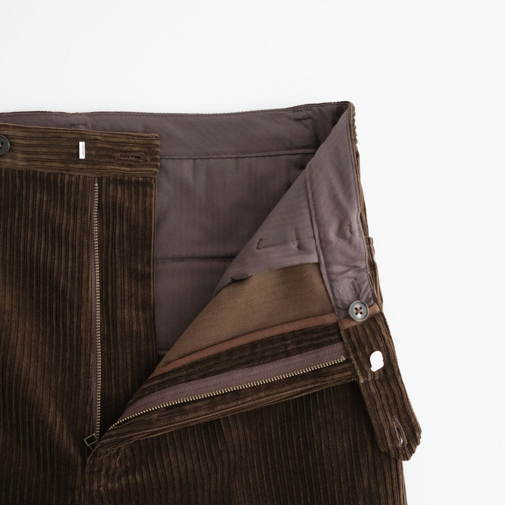 MIXED-WALE CORDUROY NOTUCK SLACKS #BROWN [26W-BIS-PT15]