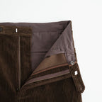 MIXED-WALE CORDUROY NOTUCK SLACKS #BROWN [26W-BIS-PT15]