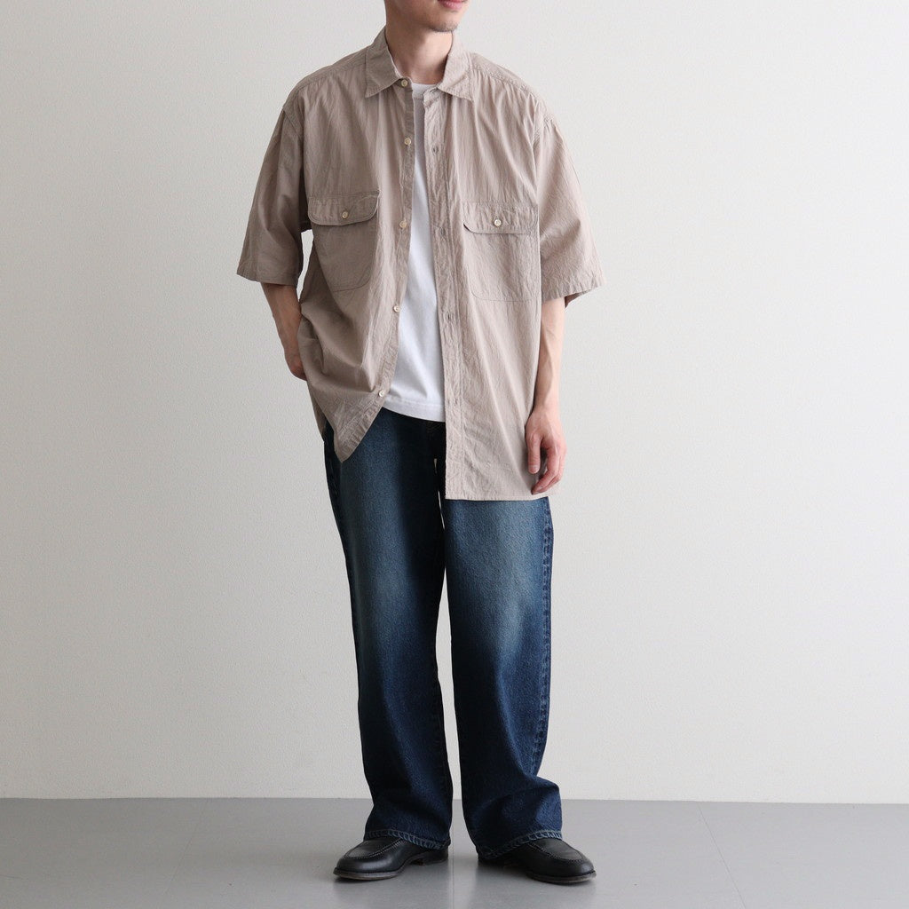 Hard Twist Chambray Work Shirt S/S #Beige [bROOTS26S4]