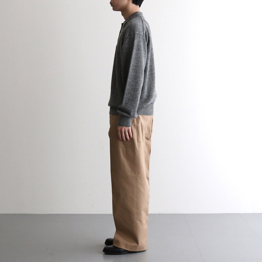 WASHED HIGH COUNT LINEN POLO #GRAY [BN-25SM-023]