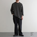 BORDER LONG SLEEVE TOP #GRAPHITExYELLOW [PMAT-CL02]