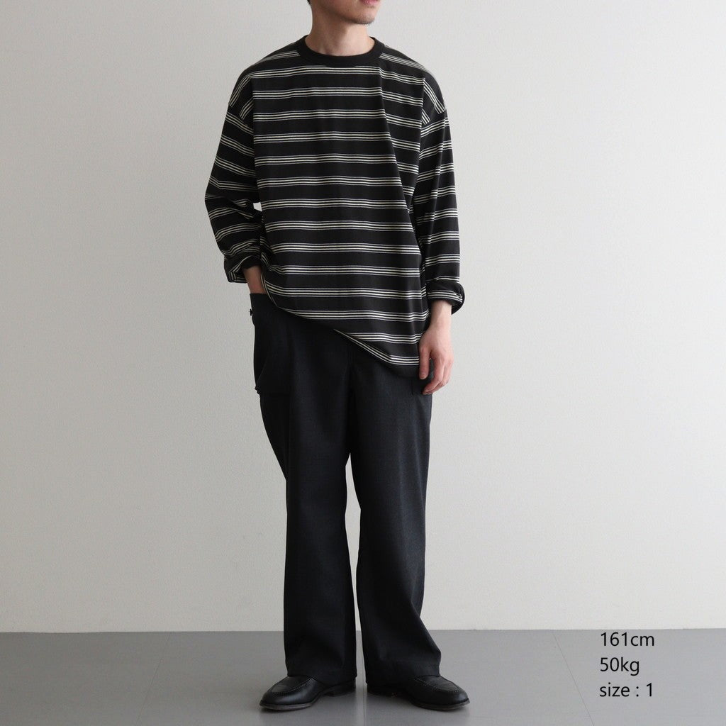 BORDER LONG SLEEVE TOP #GRAPHITExYELLOW [PMAT-CL02]