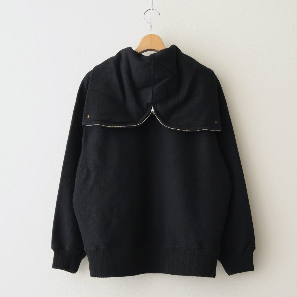 ZIP-FRONT ATHLETIC HOODIE #ONYX [252OJ-CT06]