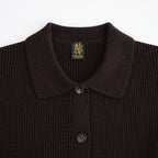 SOLID WOOL RIB POLO CARDIGAN #ROSEWOOD [BN-26FL-032]