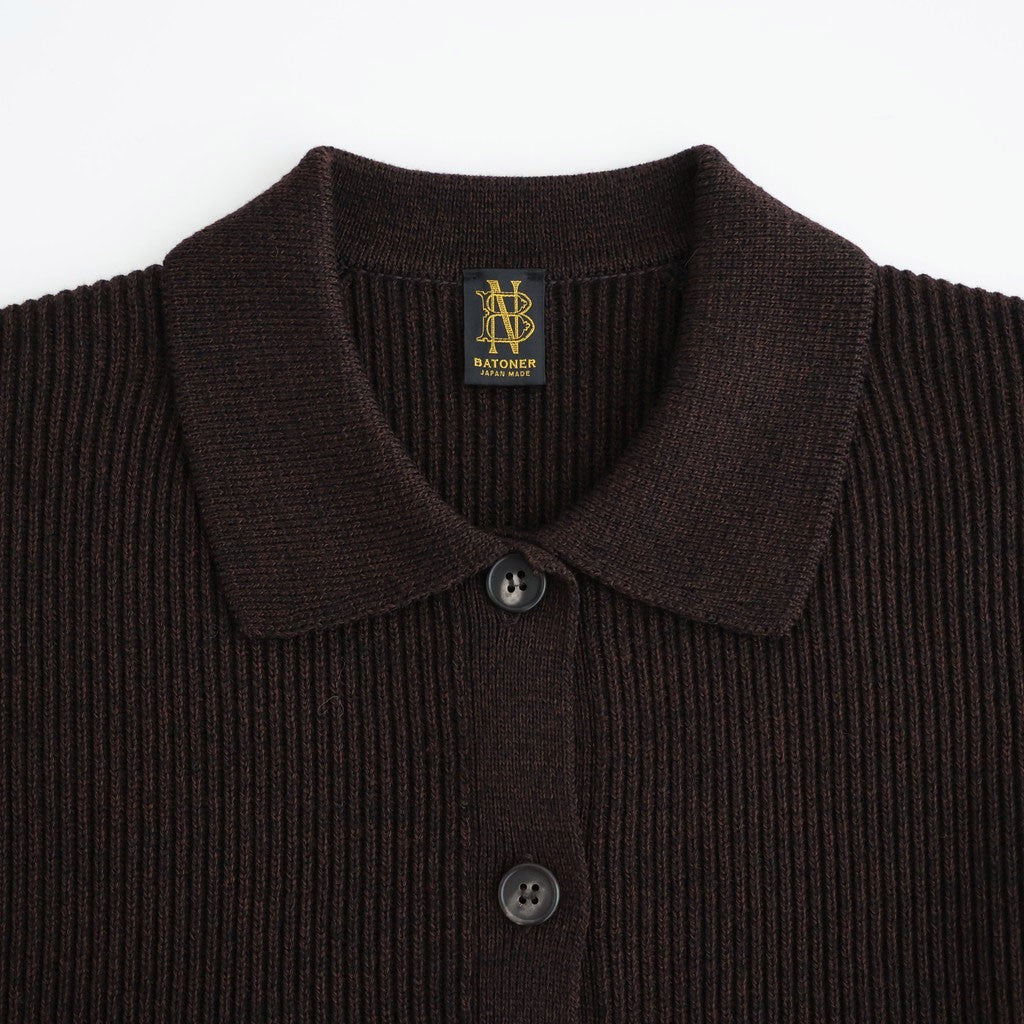SOLID WOOL RIB POLO CARDIGAN #ROSEWOOD [BN-26FL-032]