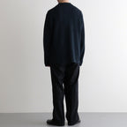 SOLID WOOL RIB POLO ZIP UP CARDIGAN #DARK GREEN×NAVY [BN-25FM-044]