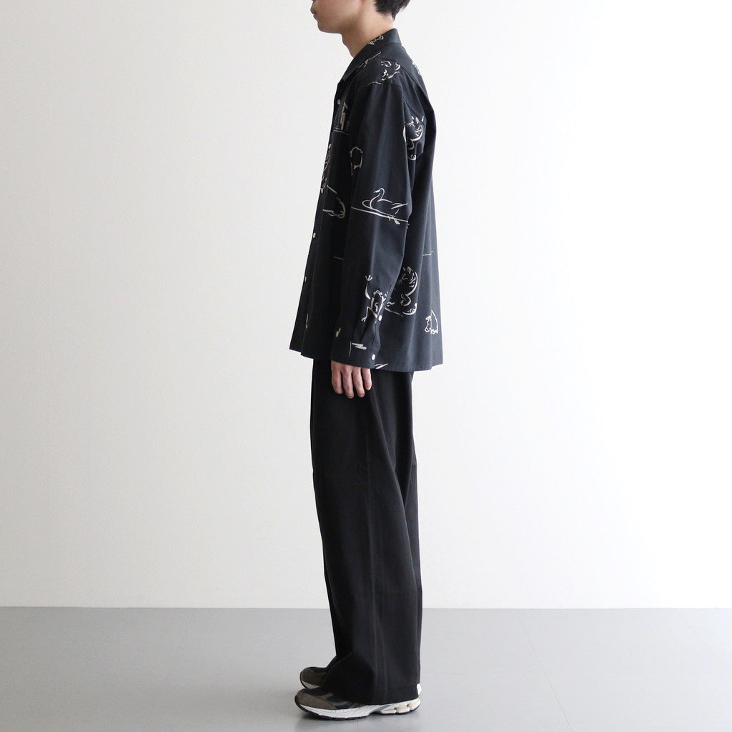ORIGINAL PRINTED OPEN COLLAR SHIRTS (Animal Drawing) Long-sleeve #ONYX [251OJ-SH18]