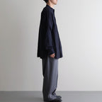 Grandad Collar Dobby Stripe Shirt #Navy [6061-1103]