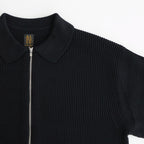 SOLID WOOL RIB POLO ZIP UP CARDIGAN #BLACK [BN-25FM-044]