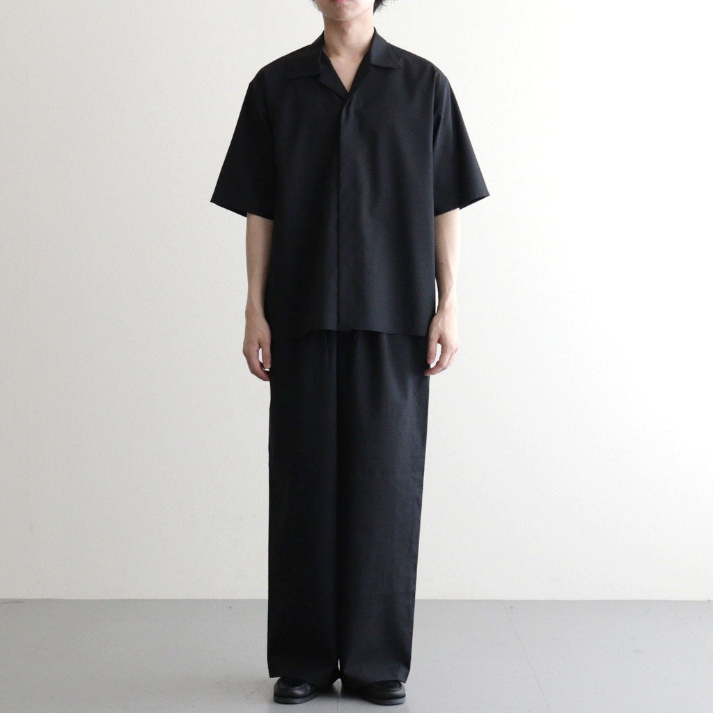 FLY FRONT OPEN COLLAR S/S SHIRT #CHAMBRAY BLACK [M26A11SH02B]