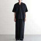FLY FRONT OPEN COLLAR S/S SHIRT #CHAMBRAY BLACK [M26A11SH02B]