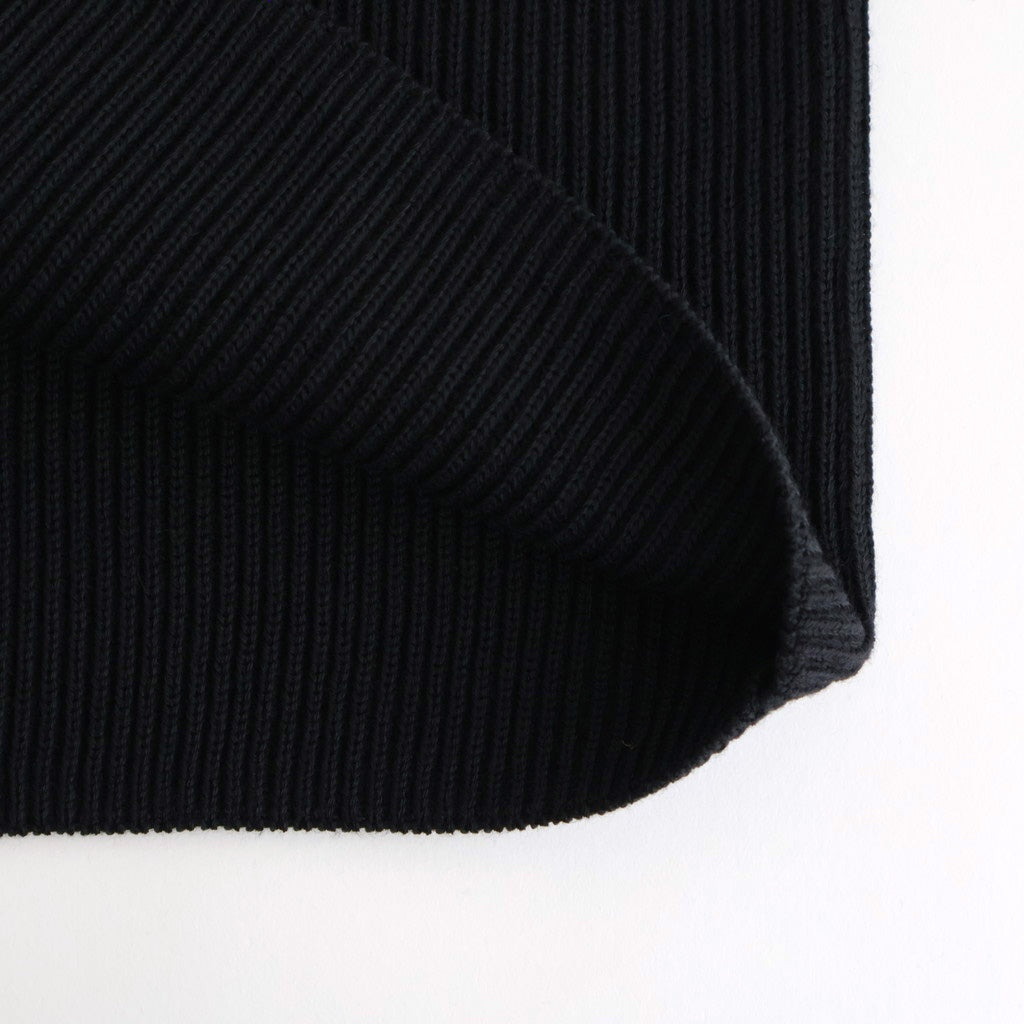 SOLID WOOL RIB POLO ZIP UP CARDIGAN #BLACK [BN-25FM-044]